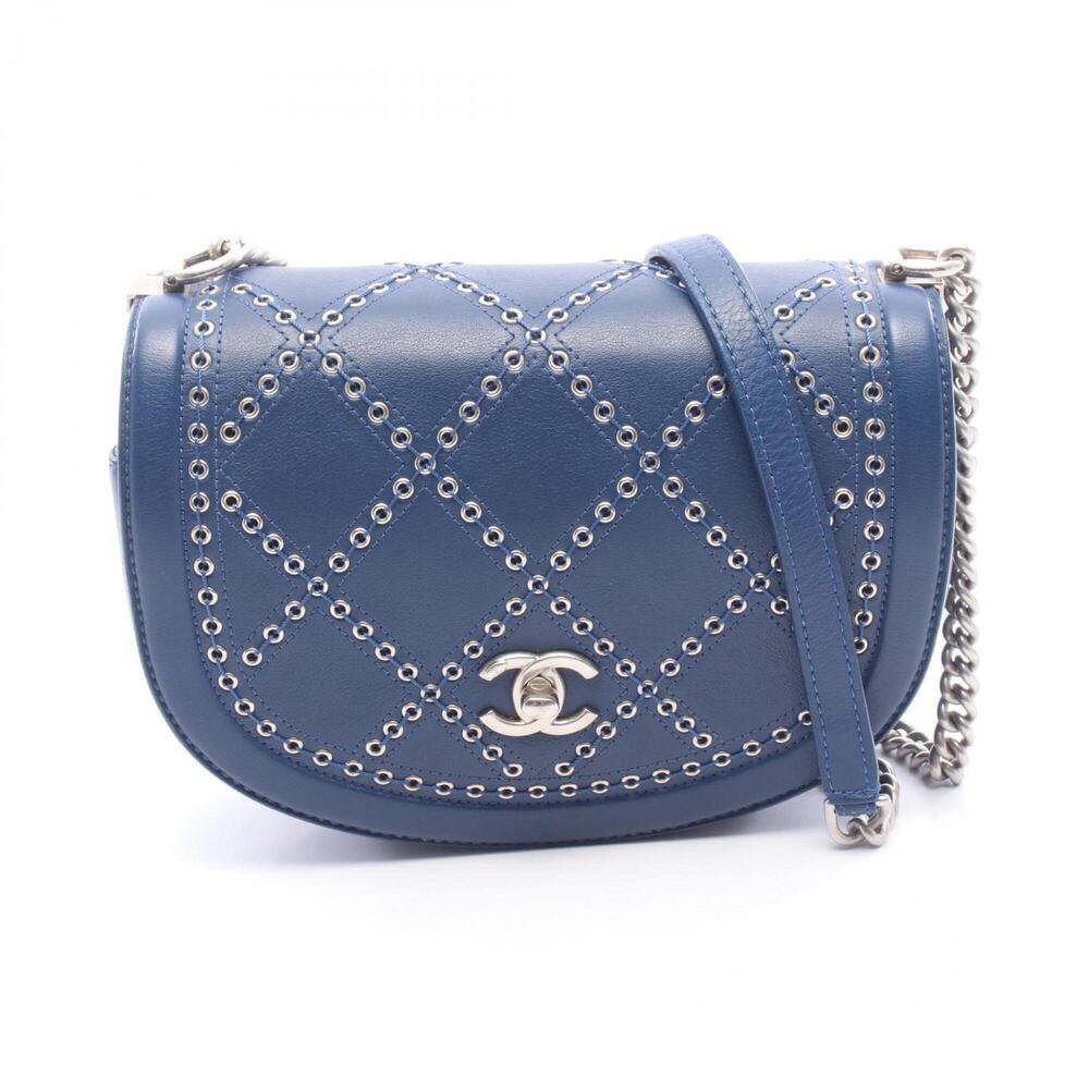 Chanel Matelassé Coco Eyelet Round Mini Shoulder Bag Handbag Leather Women's ...
